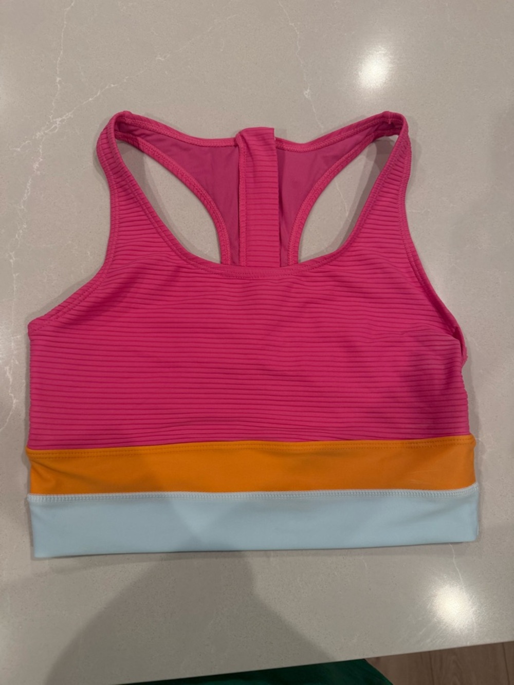 Nani Pink Colorblock Racerback Bikini Top